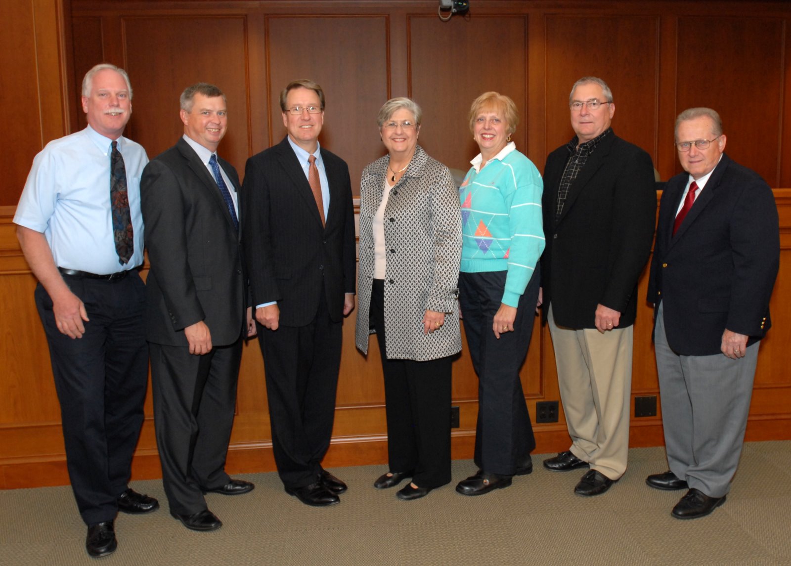 Mayor Irvana K. Wilks (center). Village Trustees left to right: Steven Polit, John Matuszak, Paul Hoefert, Arlene Juracek, Mike Zadel and John Korn. (Photo taken in 2010)