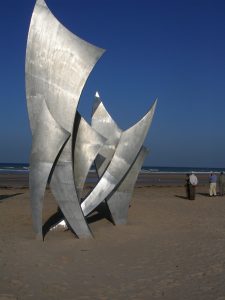 Sculpture on Normandy Beach honoring the dead